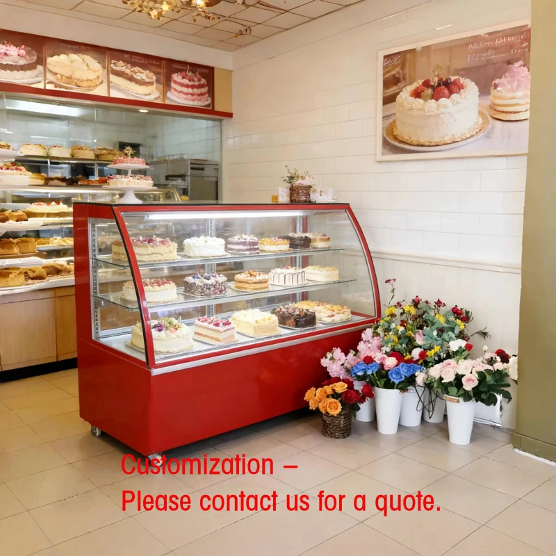 custom.Three Floors Commercial Refrigerated Cake Display Glass Door LED Lighting Heavy Duty Features Customiza