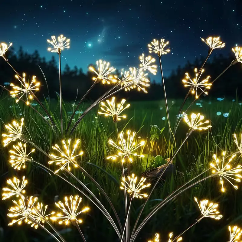 60 LED Solar Firework Lights with Automatic Switch and Swing Flower Lawn Lamp for Outdoor Garden Walkway Flower Bed Patio