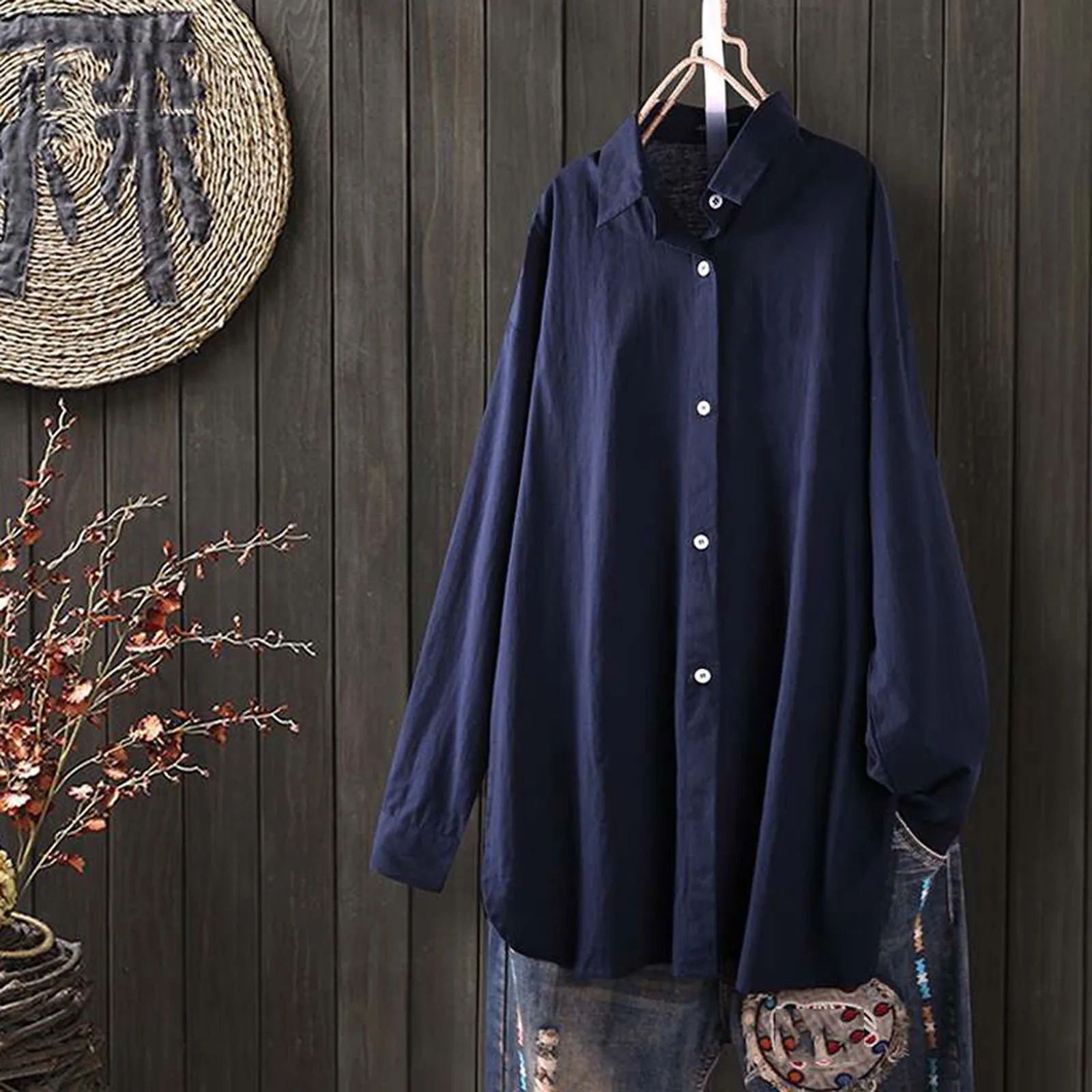 Solid full Sleeve Women Shirts Loose Size Button Open Stitch Lady Blouse Casual Long Clothing Basics Female Blouse Tops