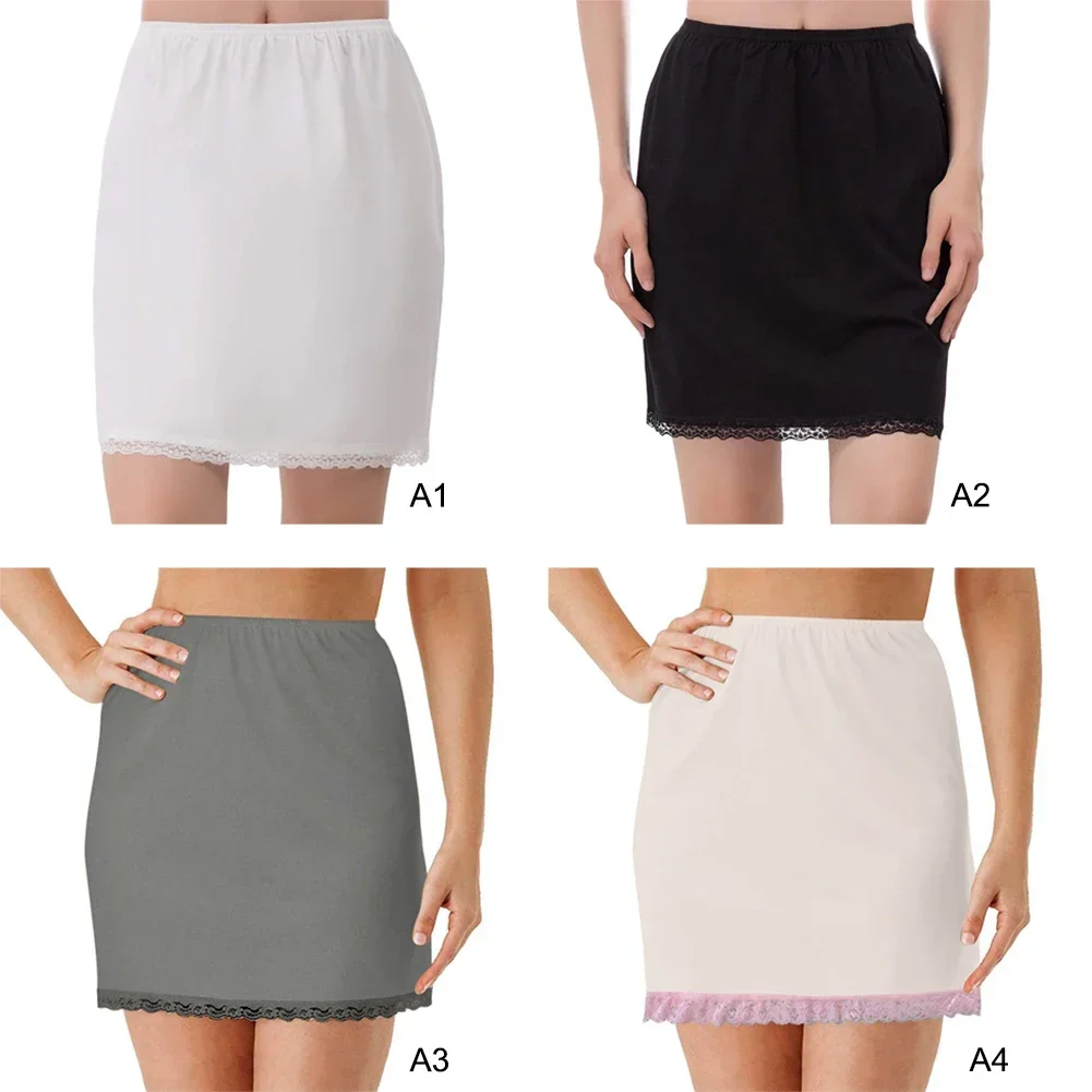 New Women Satin Half Slip Underskirt Petticoat Under Dress Mini Skirt Safety Loose Anti-exposure Safety Skirts For Female 2024