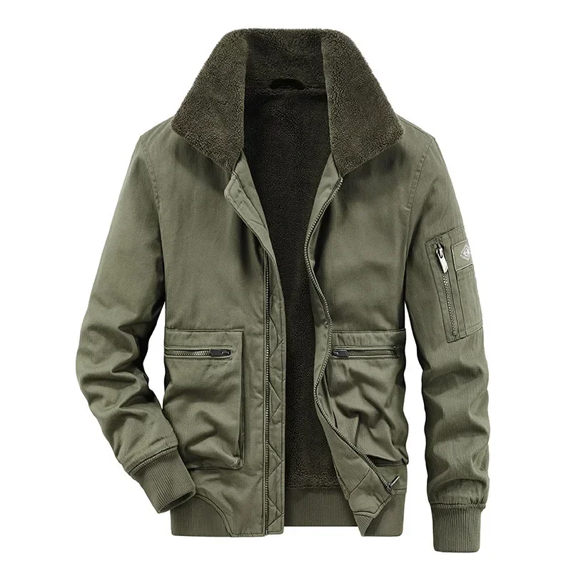 

Autumn and Winter New Punk Hooded Jacket Men's Thickened Warm Solid Coat Work Clothes Cotton Coat