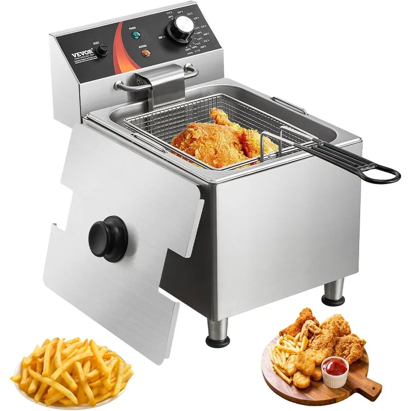 

VEVOR Commercial Deep Fryer, 1750W Electric Countertop Fryer with Basket & Height-Adjustable Feet, 12Qt / 11.5L Stainless Steel