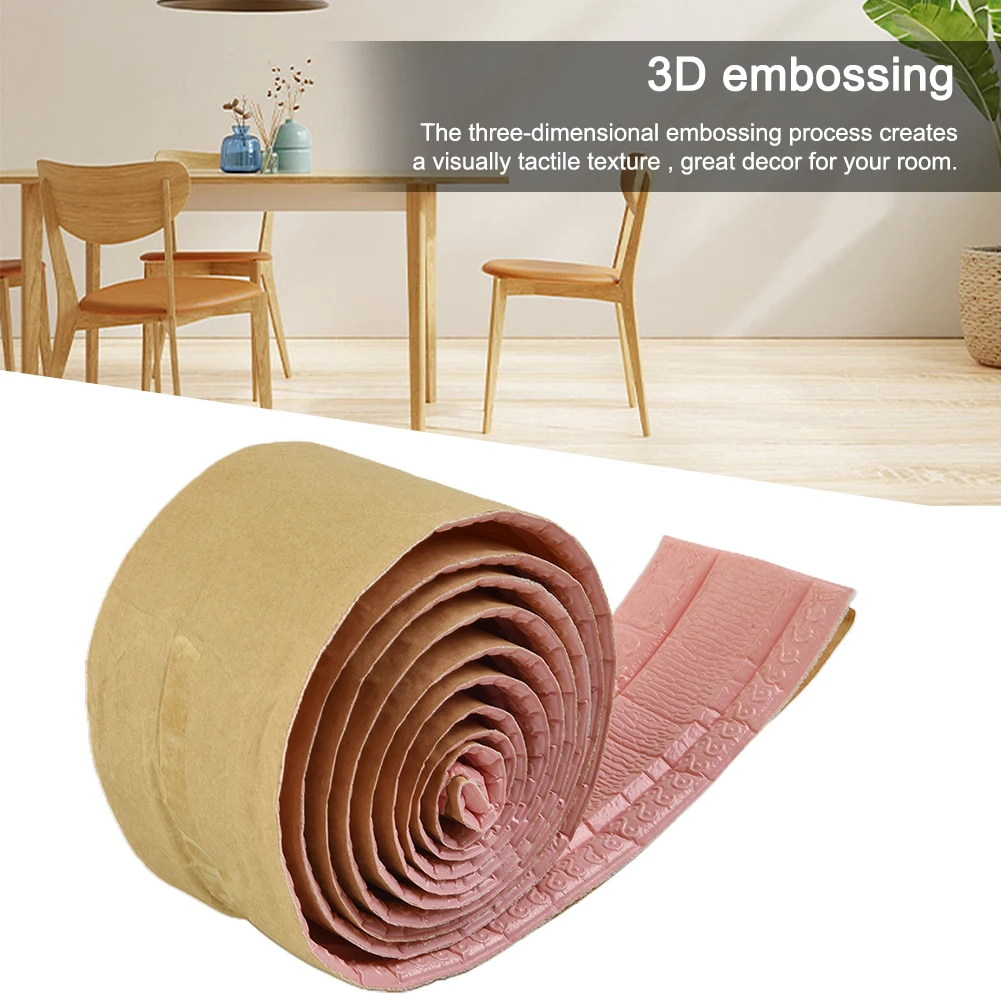 2M 3D Wall Trim Line Self Adhesive Skirting Foam Edge Banding Frame Line Wall Sticker Thickened Anti-collision Decor Corner Line