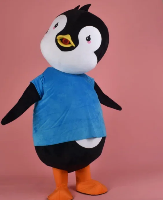 Navidad divertido pingüino mascota nuevo adulto Navidad vestido de lujo disfraz de mascota de Halloween