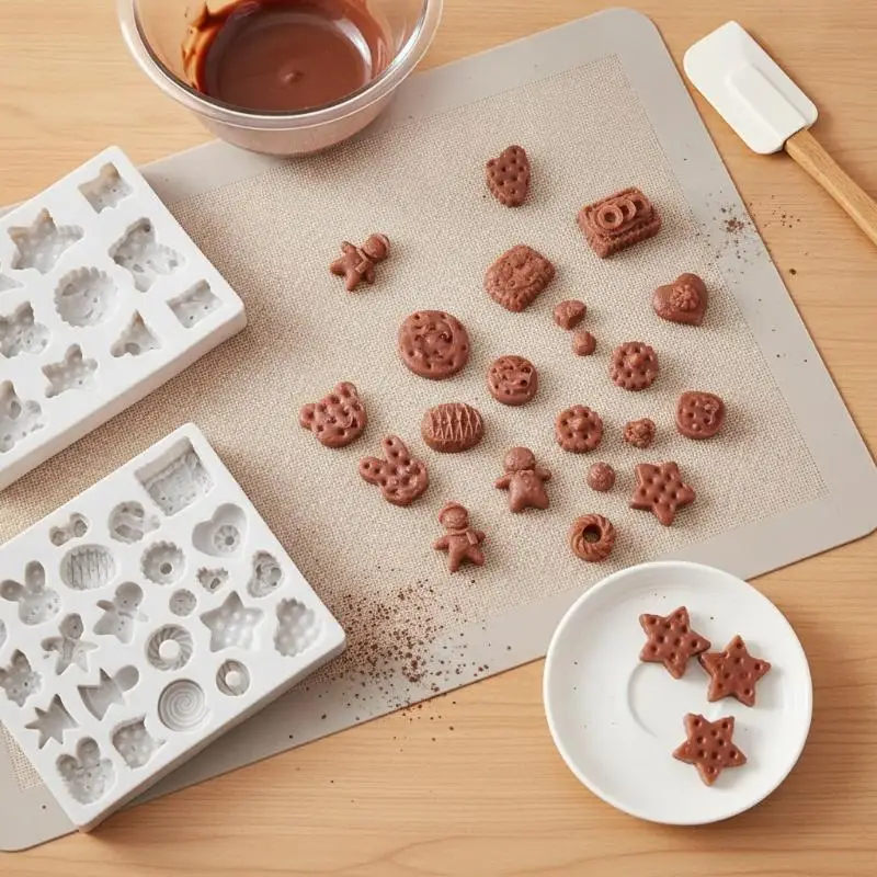 Mini Silicone Chocolate Cookie Mold Realistic Cookie Pendant DIY Jewelry Scented Candle Craft Making Art Supply