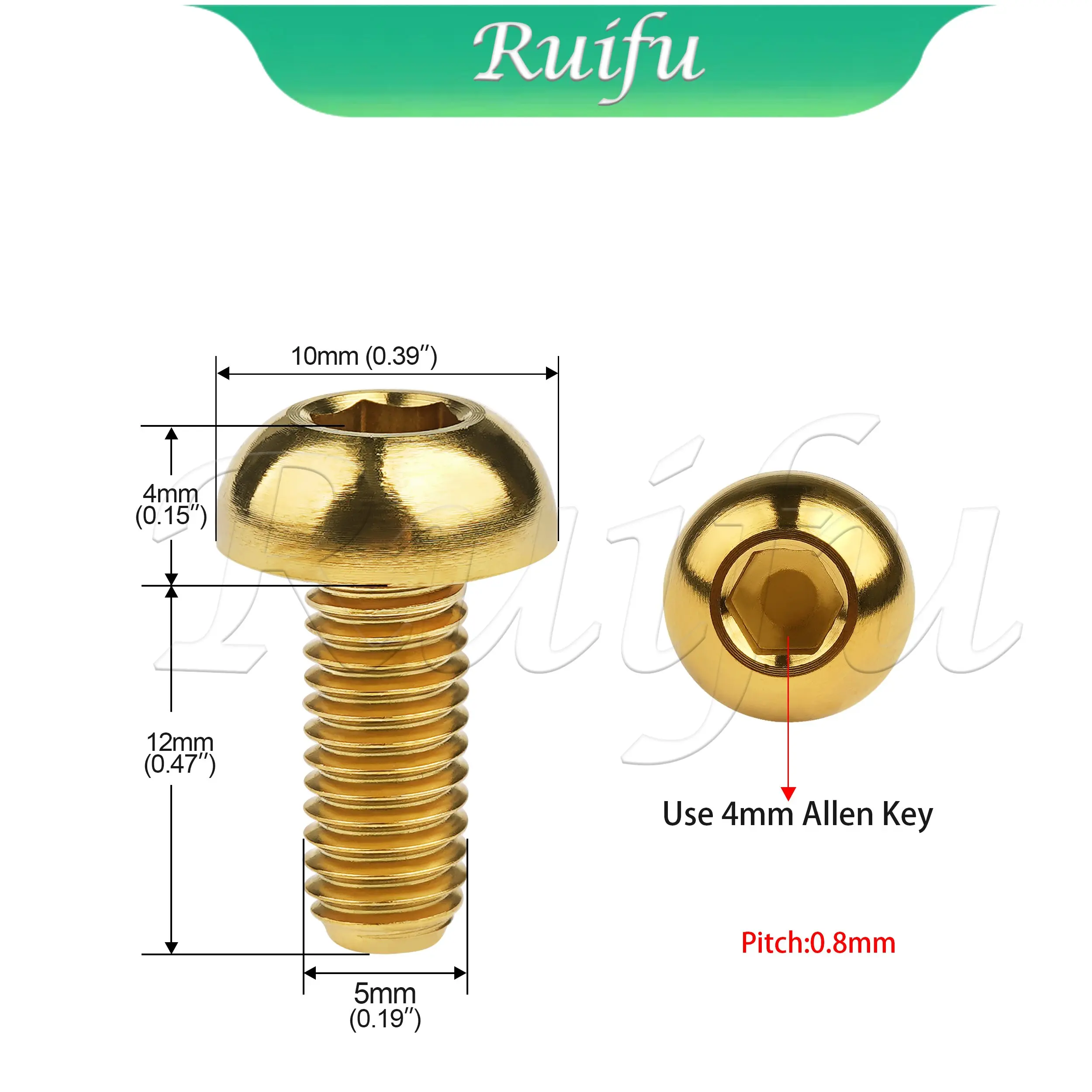 

Titanium Bolt 4/20PCS M5x12mm Bottle Cages Titanium Screws Non-Standard Pitch 0.8mm for Bicycle