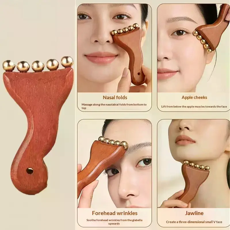 Meridians Massage Comb Copper Sandalwood Meridians Comb Needling Guasha Scalp Massage Brush Relax Body Massager