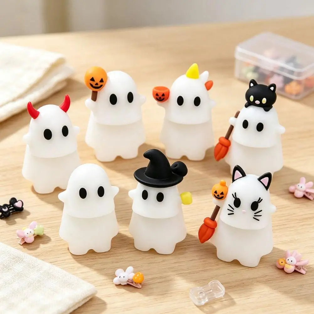 Halloween Ghostees Mystery Phone Buddys 6 Pack Cute Ghost Figure Phone Top Ornament, Kawaii Cartoon Ghost Phone Decor Gift