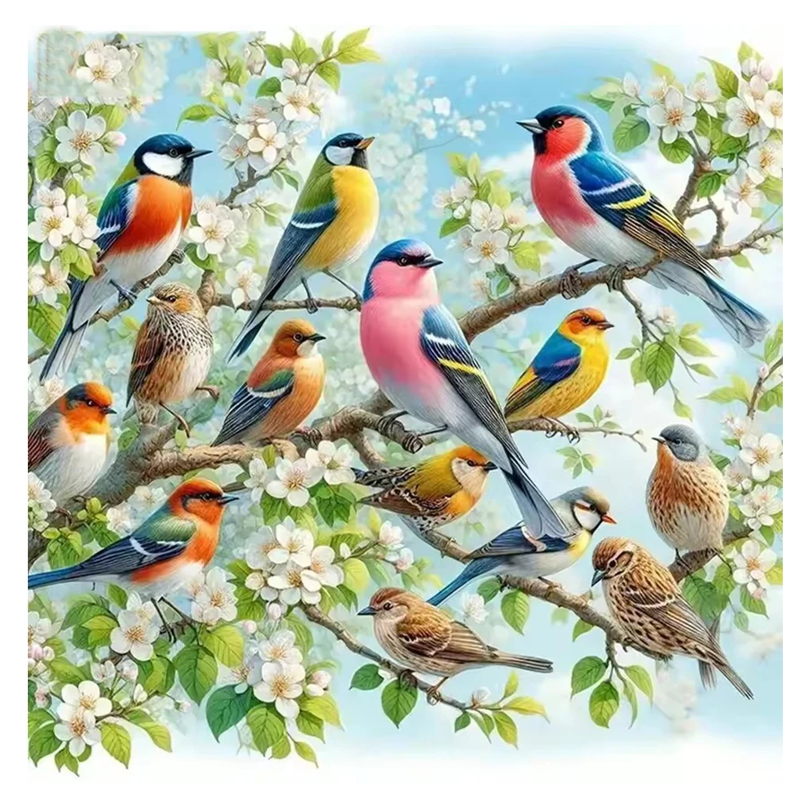 Full 5d Crystal Diamond Painting Bird Animal Diamond Mosaic Adult Craft Embroidery Kits color birds Pear blossom tree home decor