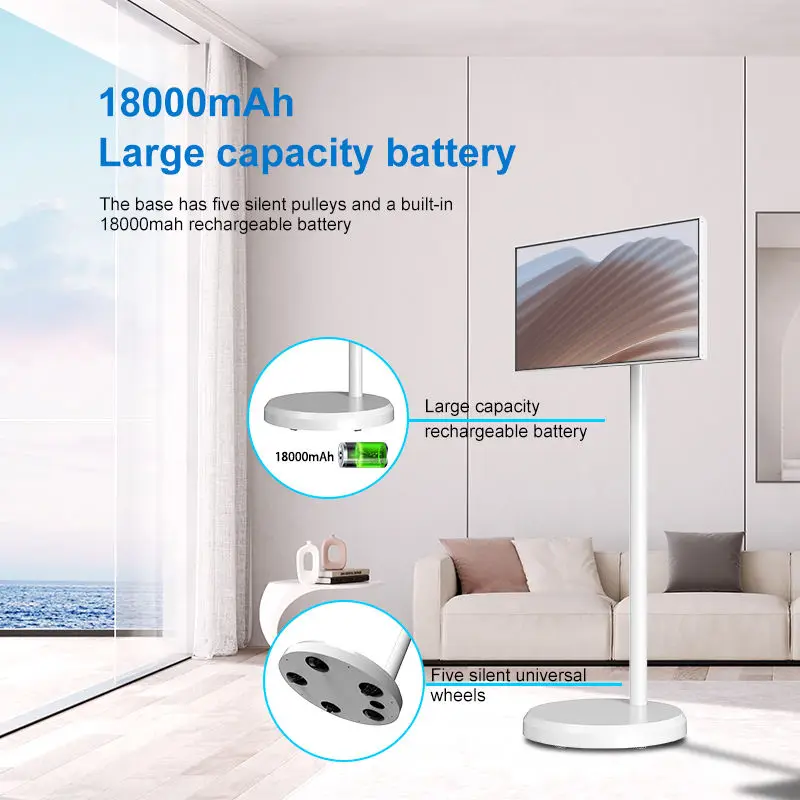 21.5-inch Android Tablet StandbyME Android Touch Screen TV Portable Wheeled Stand Battery Inbuilt IPS Tablet WIFI Smart Display