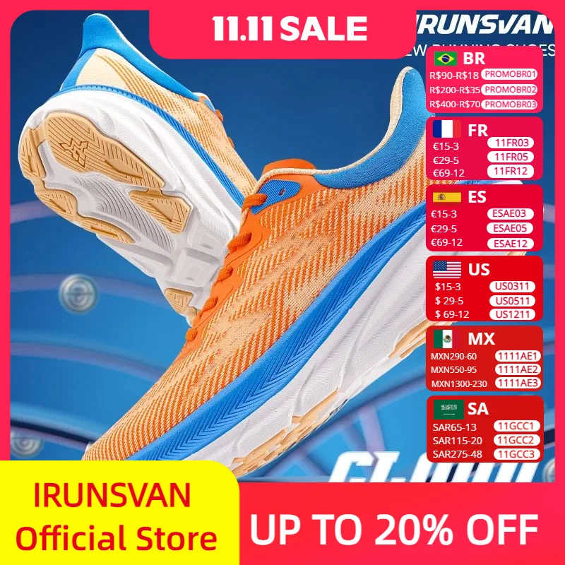 

IRUNSVAN Мужские кроссовки — легкий верх из дышащей сетки, амортизация для бега на дальние расстояния