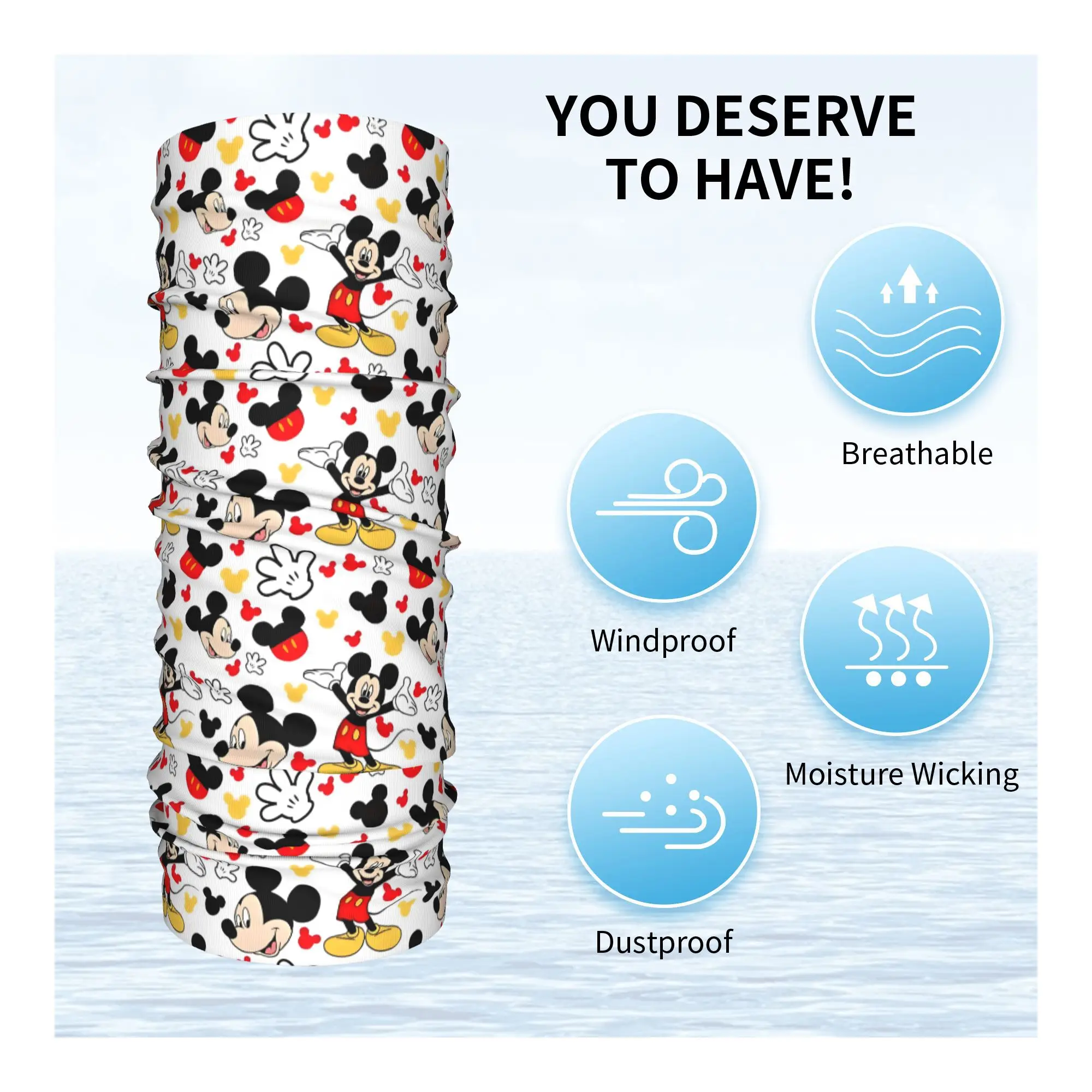 Personalizado mickey mouse bandana inverno pescoço à prova de vento envoltório rosto cachecol para esqui moda dos desenhos animados bonito impressão animação gaiter bandana