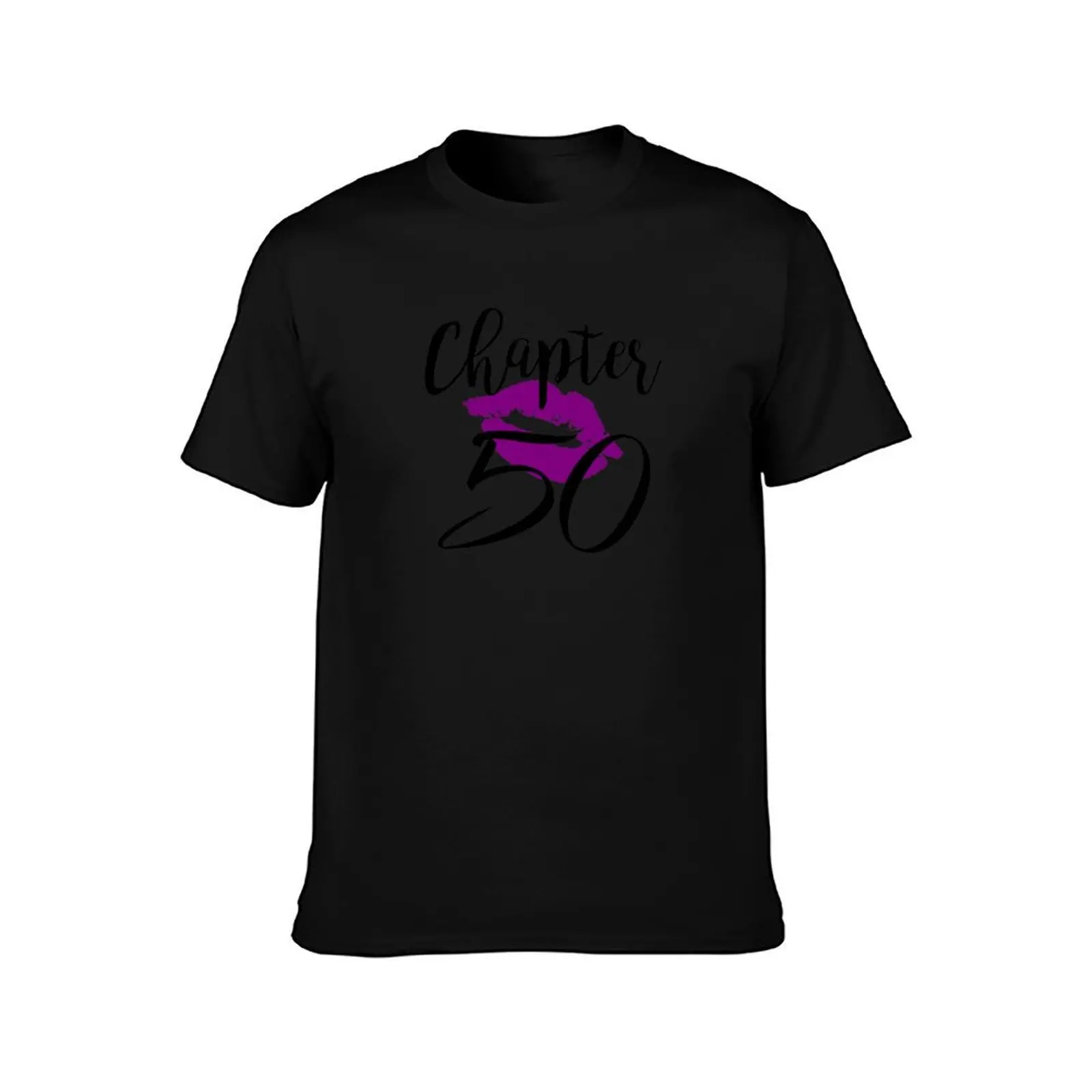 Chapter 50 Kiss Birthday Glam Women Fifty Anniversary Gift Lips Purple Lipstick T-Shirt Large Size Casual Short Sleeve Top