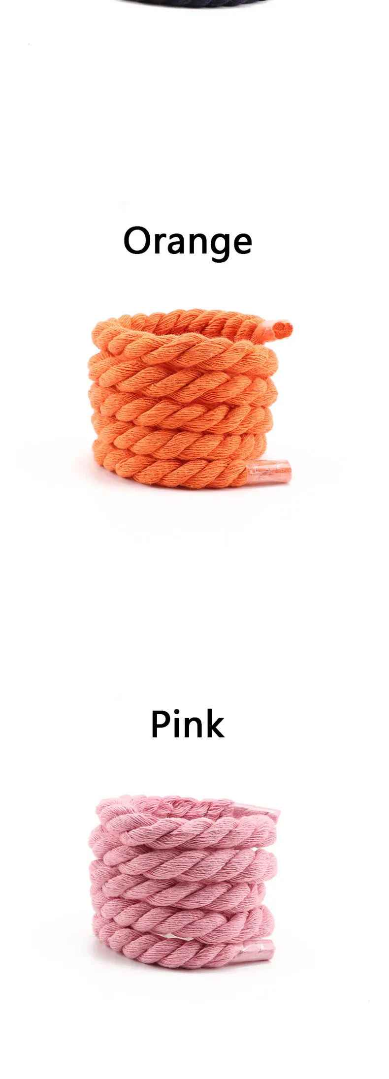 Runde Schnürsenkel 10mm Schnürsenkel hand gewebte universelle dreist rängige Baumwoll seil einfarbige kühne Baumwoll-Twist-Dekoration Schnürsenkel – Detail 9