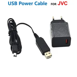 Adapter Charger+QC3.0 USB Power Cable For JVC Camecorders AP-V14 V15 V16 V18 AP-V19E AP-V19U AP-V20 V20E GR-DF430 DF450 MC200US