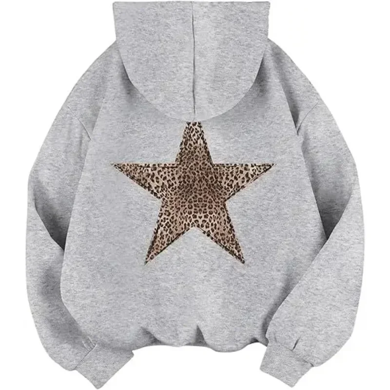 2025 Stern-Grafik Hoodies Y2k Leopardenmuster Kapuzenpullover Geparden-Hoodie Mode Lässiger HipHop Harajuku Unisex Pullover – Detail 4