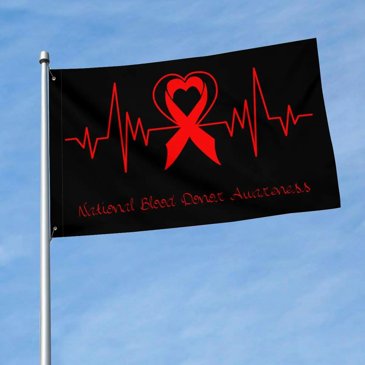 Flagicts 100% Polyester National Blood Donor Awareness Heartbeat Flags