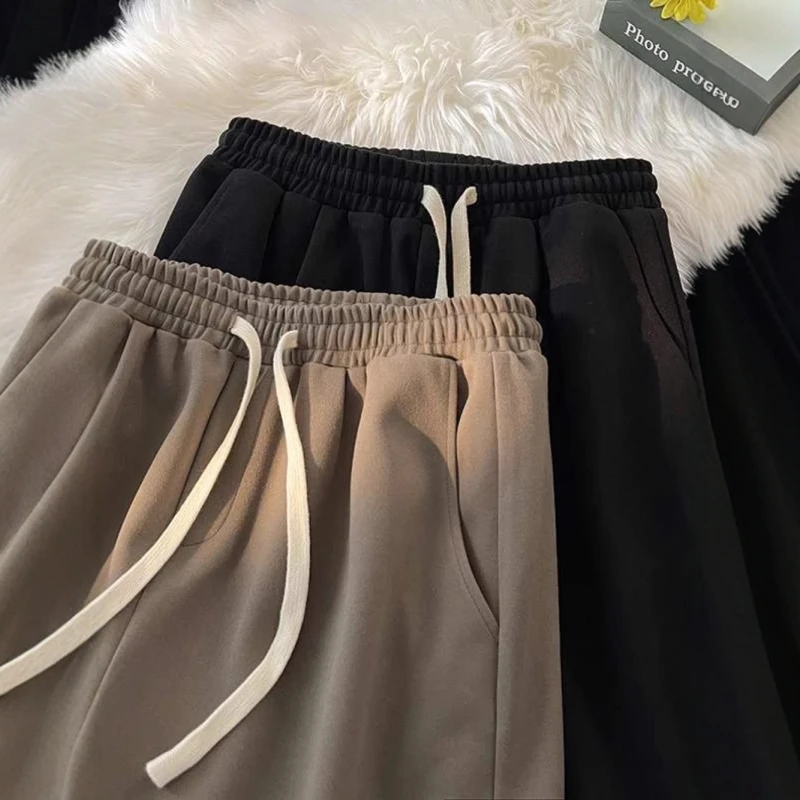 plus Size Men's Casual Straight Leg Pants Spring Autumn American Retro Elastic Waist Wide Leg Roll up Cuff Patterned Trousers