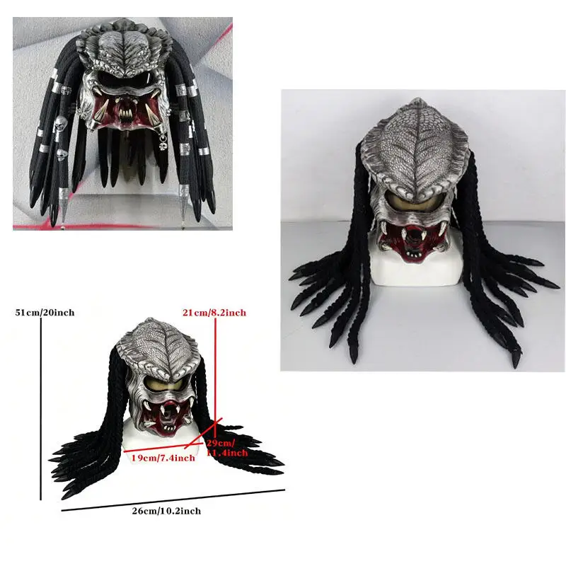 3D Sofia's Predator Halloween Headgear Face Mask Alien Terror Fancy Dress Party Props Cosplay Latex Mask Motorcycle Adult