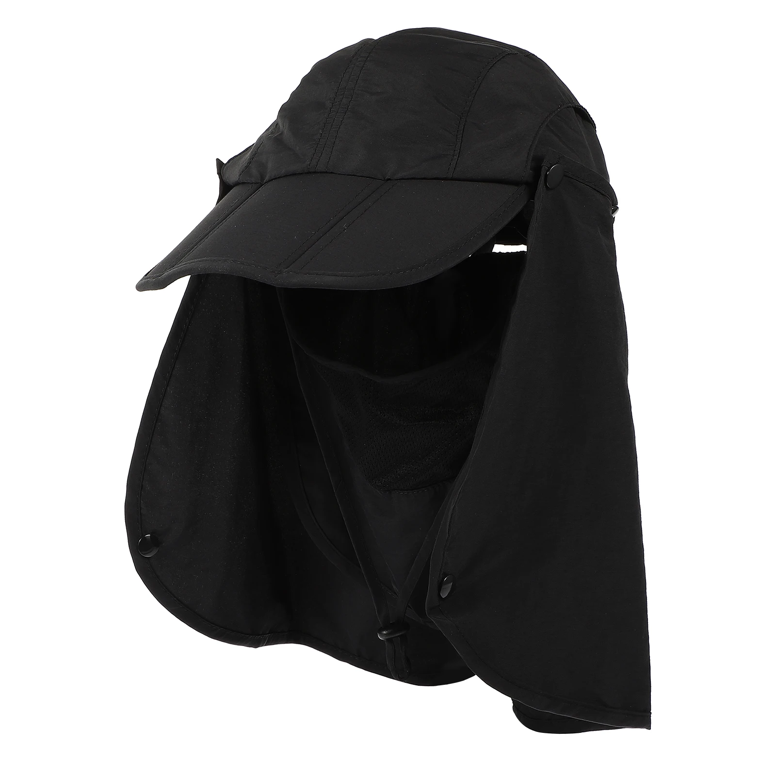 

Sun Visor Hat with Neck Cover Hiking Cap Wide Brim Summer for Camping Black Outdoor Man