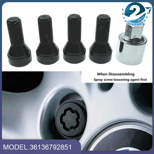 Imagen 2 del producto Juego de tuercas antirrobo M14 x 1,25, 5 piezas, para BMW X3, 4, X5, X6, i3, i8, Series F10, F20, F30, 36136792851, 6792851