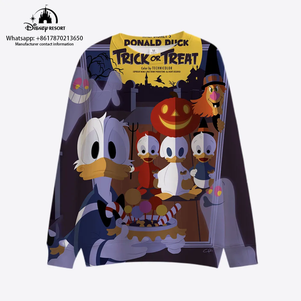 Donald Duck Boys Girls Hoodies Oversized Men Pullover 3D Printed Halloween Tops Disney Men Pullover New Men's Clothing