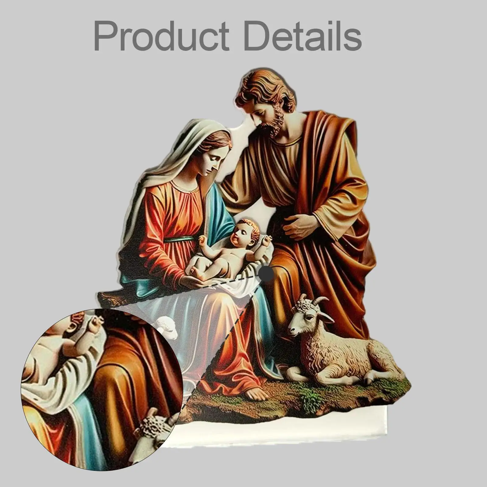 Virgin Mary and Baby Statue Crafts Decorative Gifts Souvenirs Acrylic Jesus Figurine for Home Living Room Bedroom Table Decor view 5