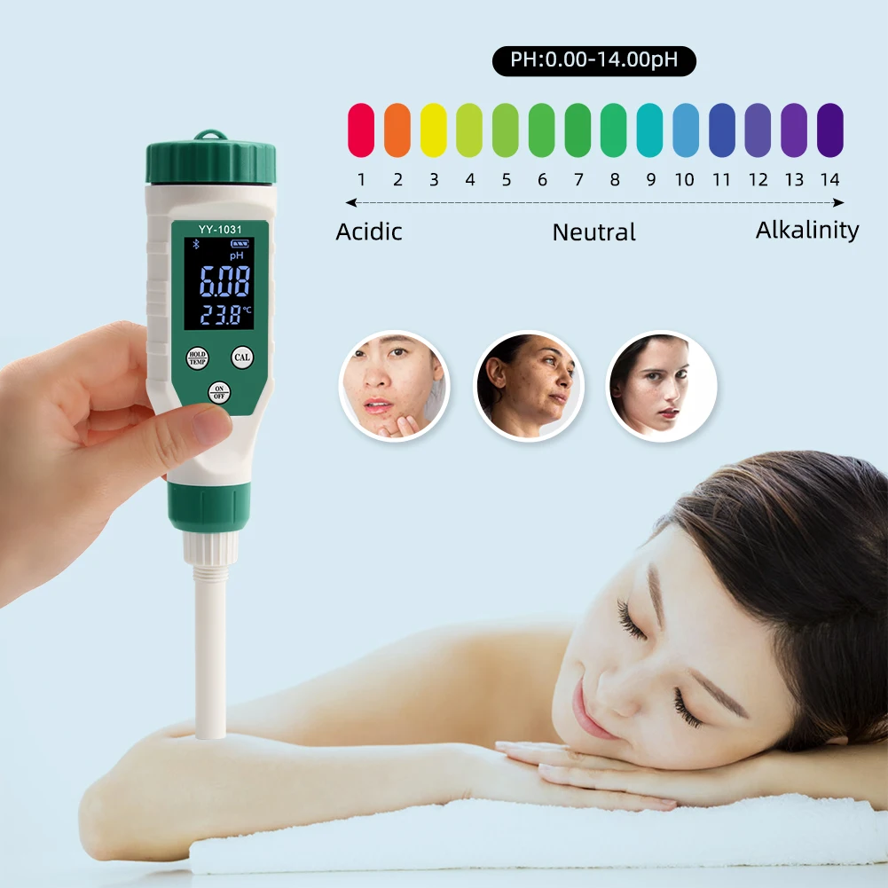 Yieryi Smart Bluetooth Skin PH Meter Paper Cloth Leather PH Tester Aquarium SPA Pool Water Quality Monitor Micro Solution Test