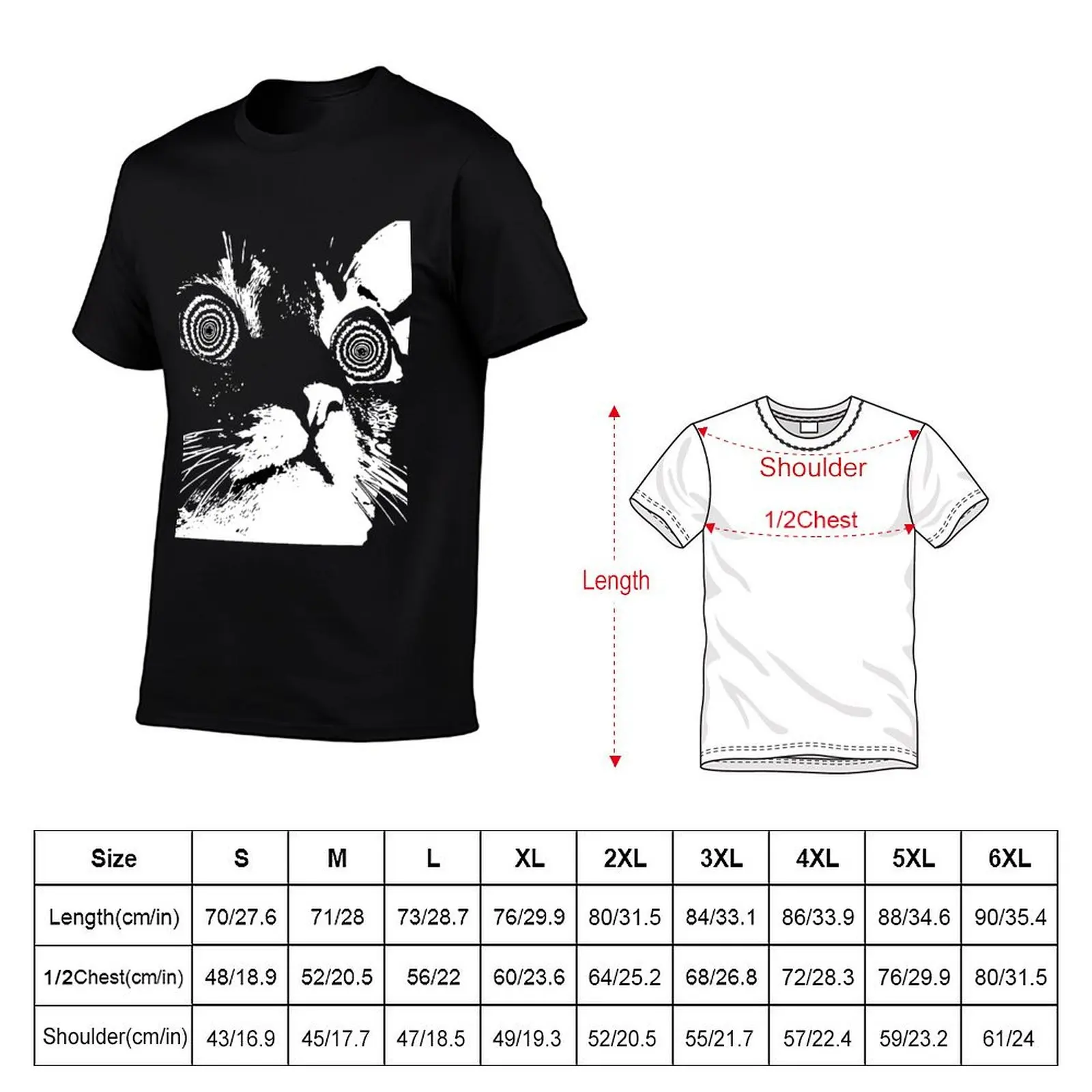 hypno cat v1.2 T-Shirt anime clothes man t shirt summer top rapper graphic tees mens graphic t-shirts hip hop