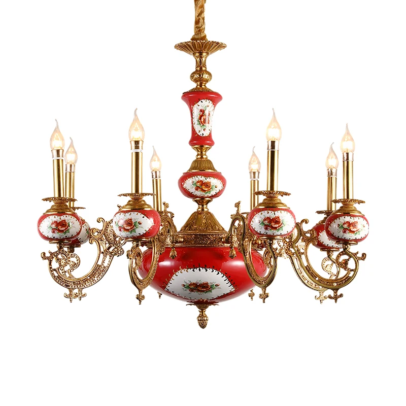 

DINGFAN Factory Direct French Ceramic Bedroom Living Room Decorated Brass Led Chandelier