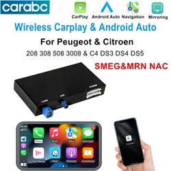 NWE inalámbrico Apple Carplay Android Auto se adapta a Peugeot y Citroren SMEG y MRN NAC 208 308 508 3008 y C4 DS3 DS4 DS5 cámara de marcha atrás