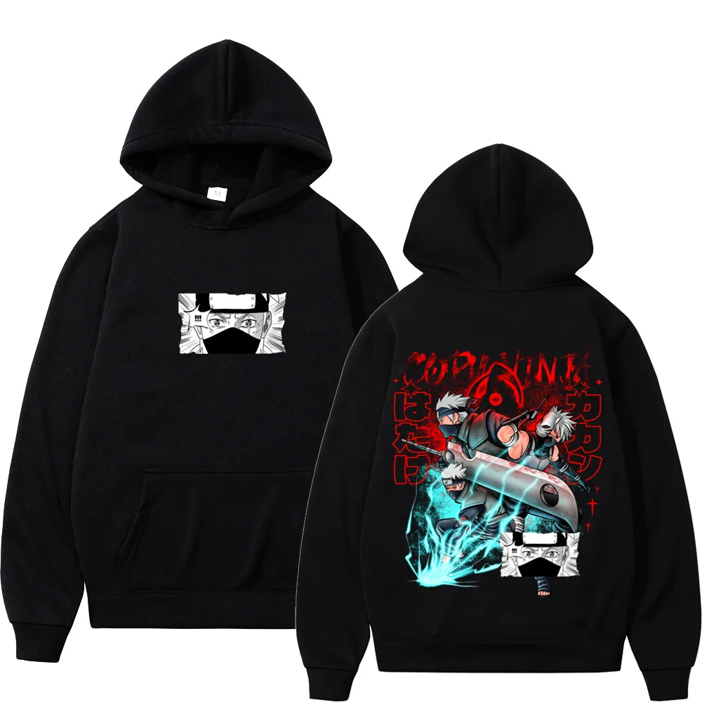 Japanese Anime Logo Funny Printing Hoodies Mens Pocket Autumn Clothes Loose Casual Streetwear Fleece Warm Men Hoodies