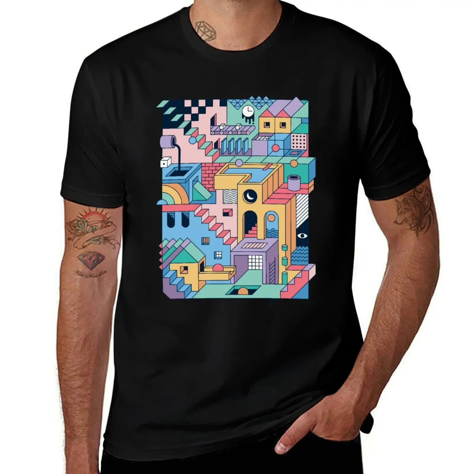 80's Escher Active T-Shirt Work Daily Short Sleeve Top