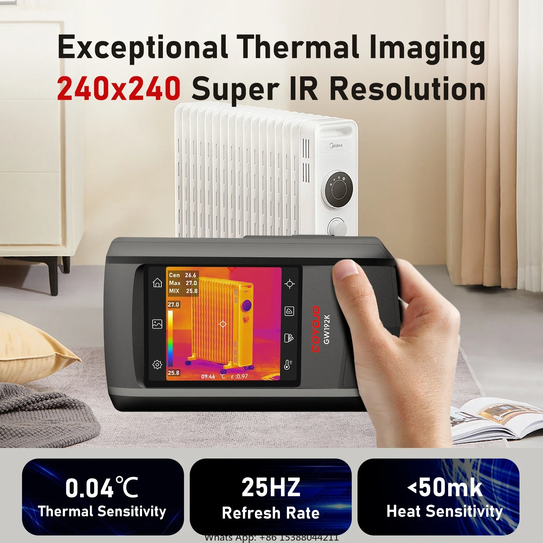 Thermal Camera GW192K Handheld Thermal Imager 192x192 Resolution Portable Infrared IR Imaging Detector Inspection Tool