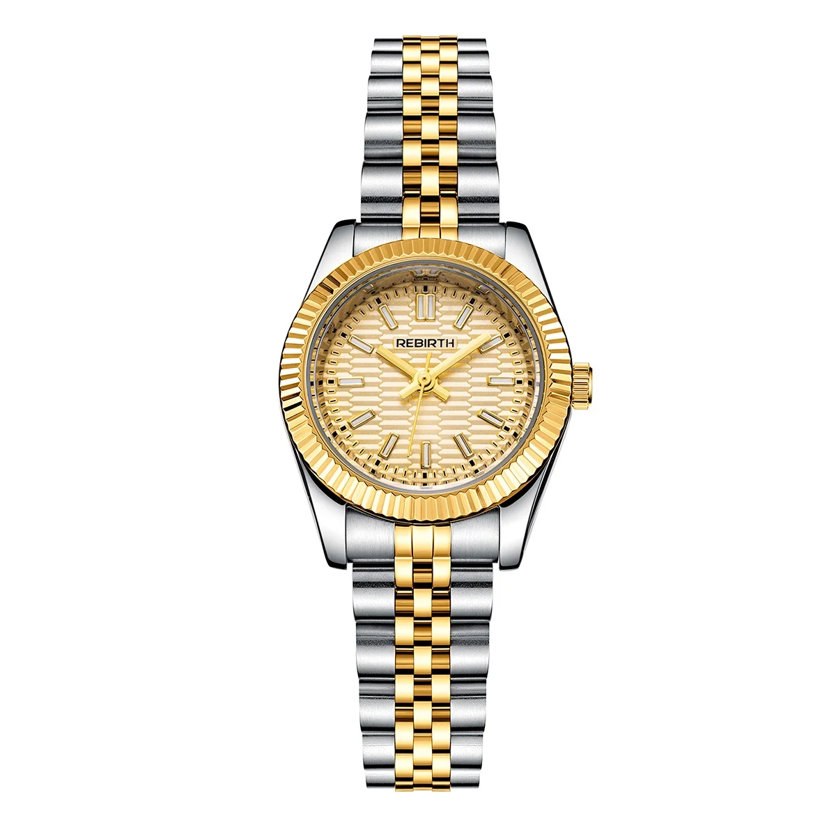 ساعة نسائية أنيقة على مكان العمل وبسيطة بحزام من الفولاذ المقاوم للصدأ