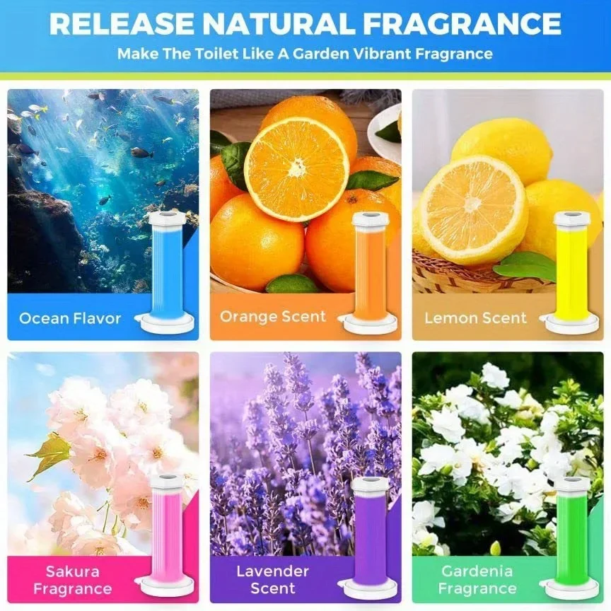 6pcs in a box toilet cleaner gel, aromatic deodorizing air freshener, floral scented toilet freshener aromatherapy deodorizing