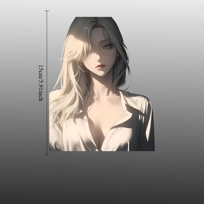 Anime Girl In White Shirt Vinyl Car Decal Sticker Waterproof Sunproof For Motorcycle Auto Window EV Body PC Case Decor