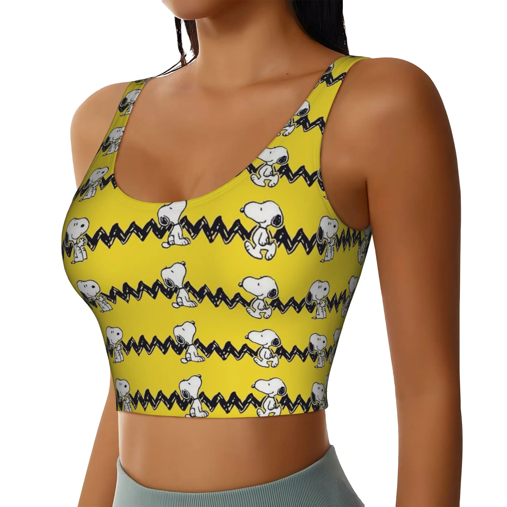 Custom S-snoopies Anime Workout Crop Tank Tops Women Seamless Dog Cartoon Running Yoga Sports Bras
