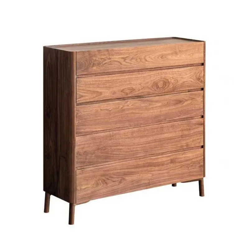 

Nordic black walnut chest of drawers, simple, modern and simple all-solid wood bedroom storage side cabinet