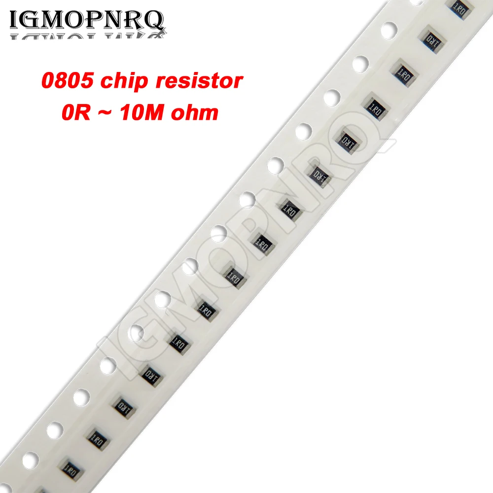 100Pcs 0805 SMD 1/4W 0R ~ 10M chip resistor 5% 0R 0.1 0.62 0.91 10R 100R 220R 330R 470R 1K 4.7K 10K 47K 100K 330K 1M 3.3M