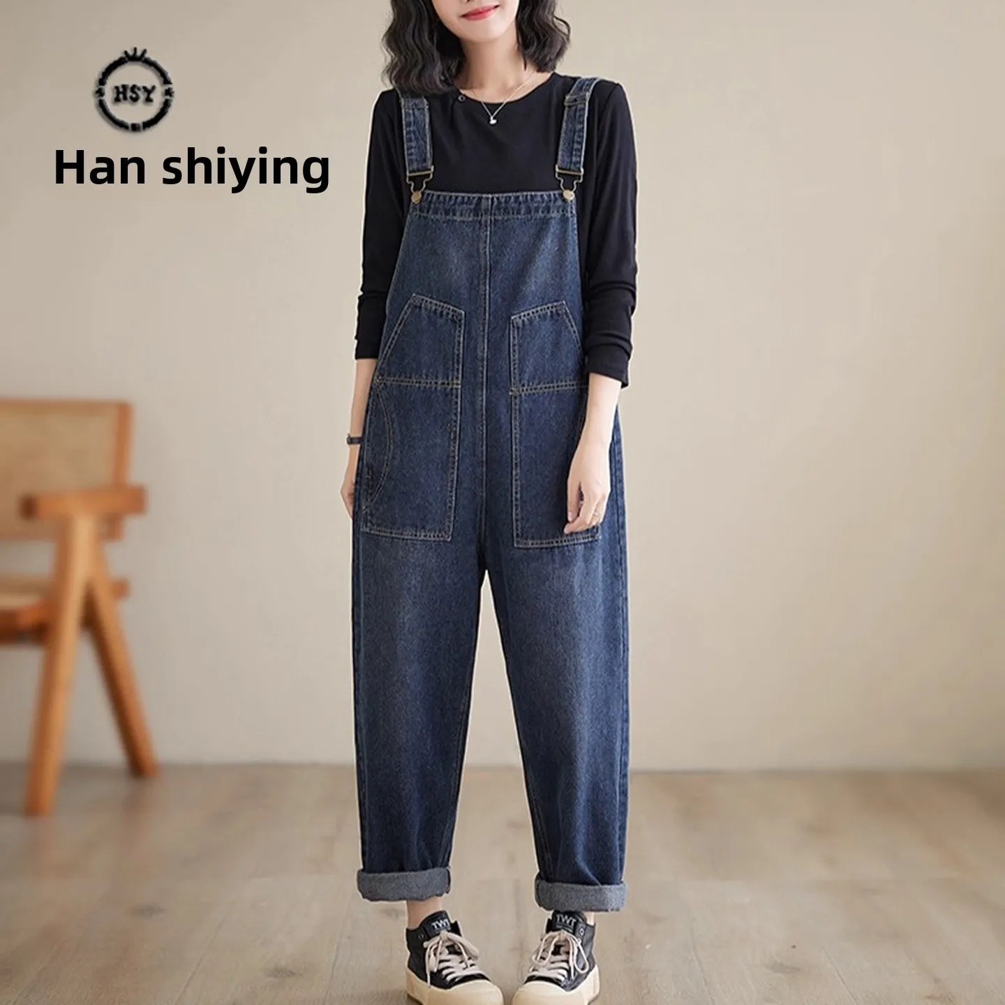 

Невероятные джинсовые комбинезоны в стиле ретро, женские свободные прямые брюки, универсальный костюм Agel с высокой талией и широкими штанинами