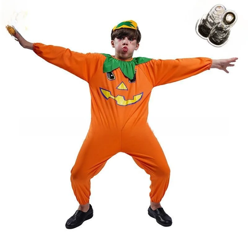 loween Children's Pumpkin Cosplay Onesie Spwear Par Clothes PU Material KTV Costume Fall Season Children's Outfits