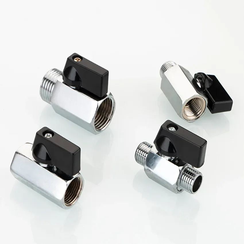 Brass Mini Ball Valve Inner and Outer Wire Small Ball Valve Pneumatic Mini 1/2 1/4 1/8 Valve Switch Accessories