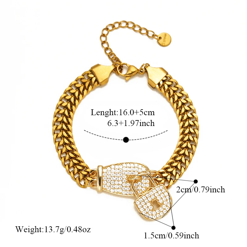 EILIECK 316L Edelstahl-Kettenarmband, minimalistische metallische Textur, 18 K PVD-beschichtet, Statement-Armreif, Handgelenkschmuck, Geschenk – Detail 17