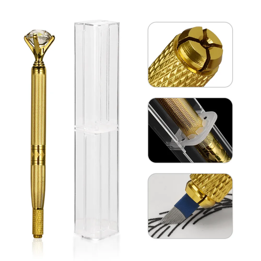 Crystal Diamond Embroidered pen Manual Eyebrow Pencil Microblading Tattoo Machine Permanent Eyebrow Pencil Embroidery Manual Pen