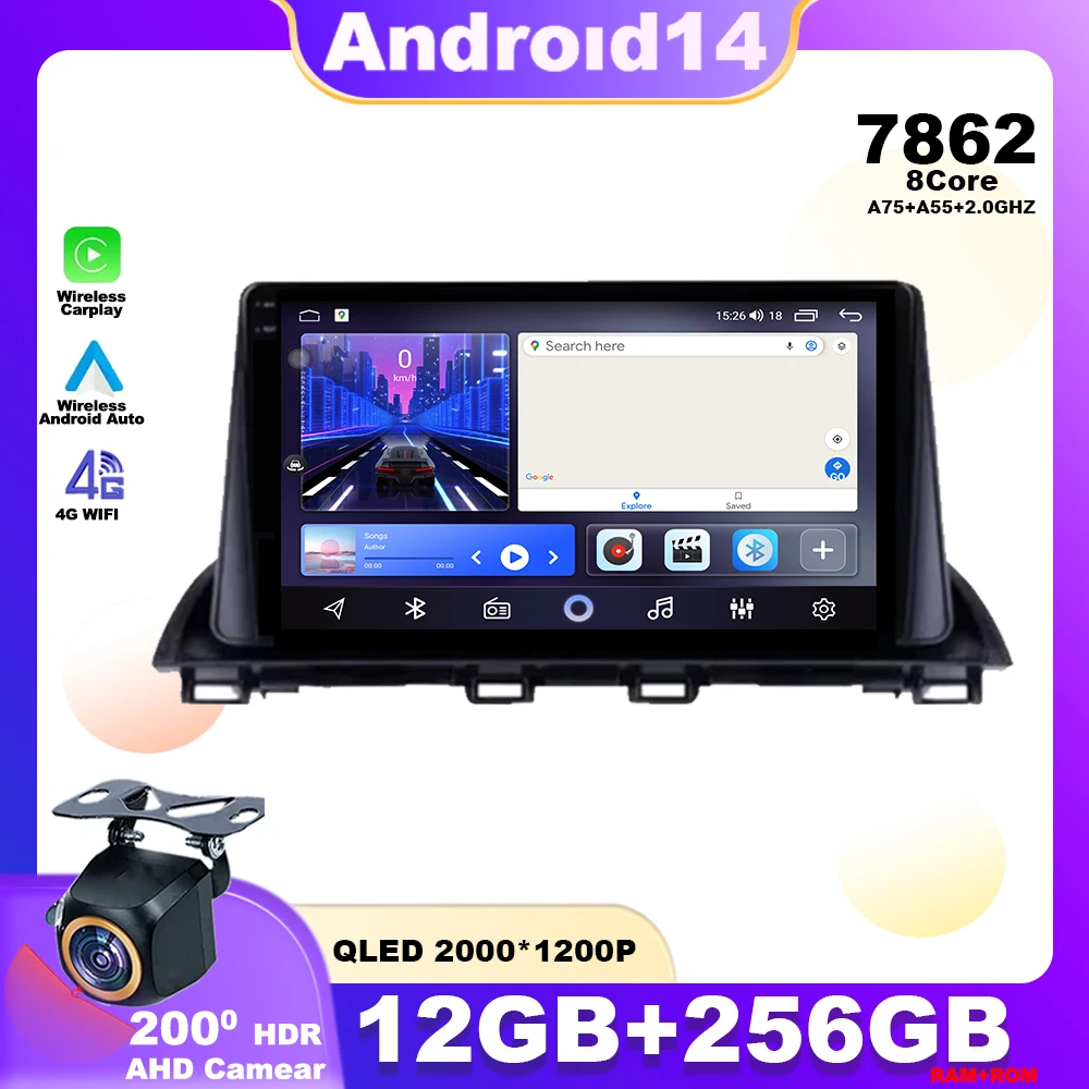 

Android 14 For Mazda 3 Axela 2014 - 2019 Car Radio Multimedia Player Navigation GPS DSP 4G WIFI HDR QLED Wireless Carplay BT DSP