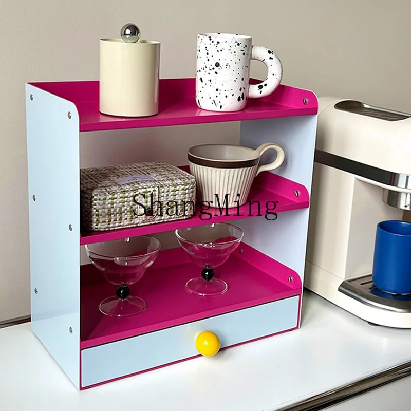 ZYY Premium Exquisite Multifunctional Desktop Storage Rack Display Open Cosmetic Storage Wrought Iron Display Rack
