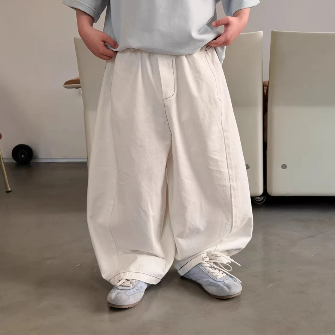 

Брюки 2026: Новая коллекция весна-лето, детская одежда в корейском стиле, модные универсальные свободные повседневные брюки для мальчиков и девочек