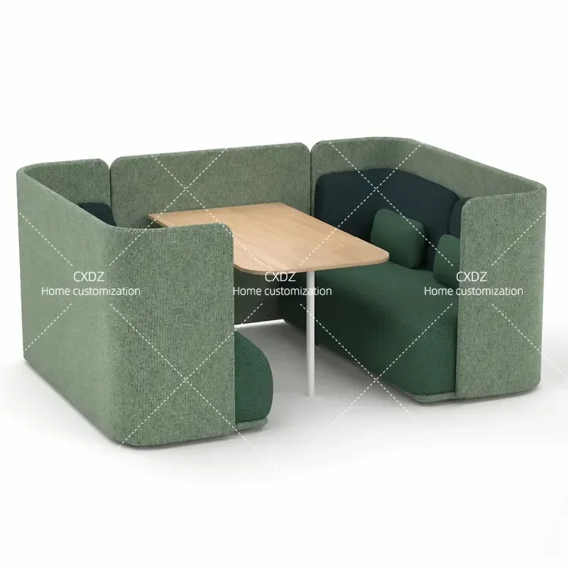 2026 New Modern High Back Semi Enclosed Private Negotiation Simple Office Fabric Sofa Card Seat