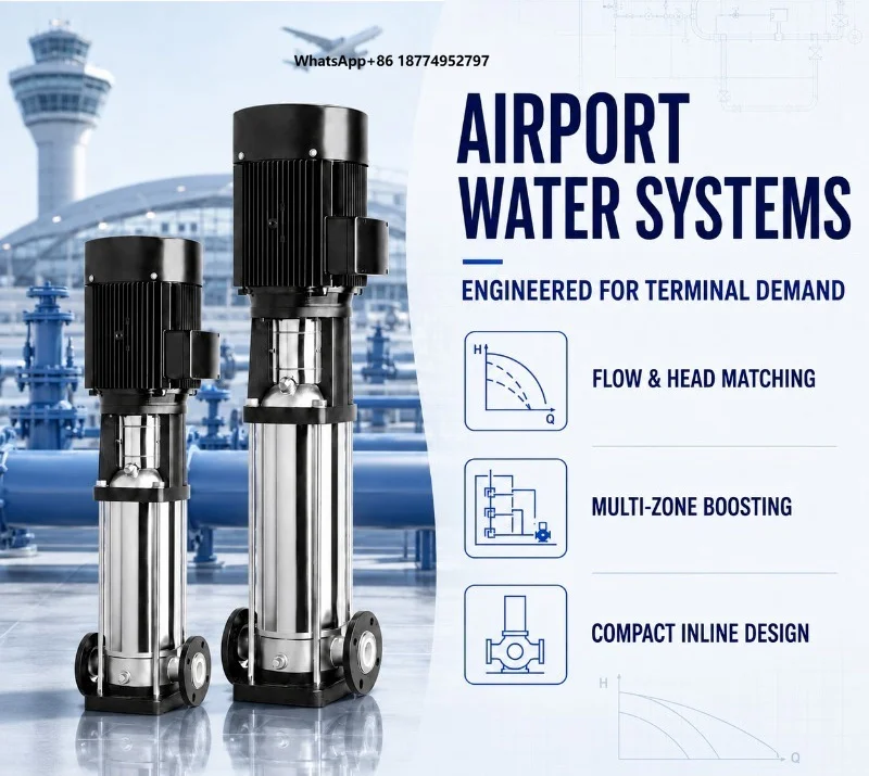 High Flow Low Pressure Stainless Steel Vertical Multistage Centrifugal Booster Pump for Airport Water Supply Systems